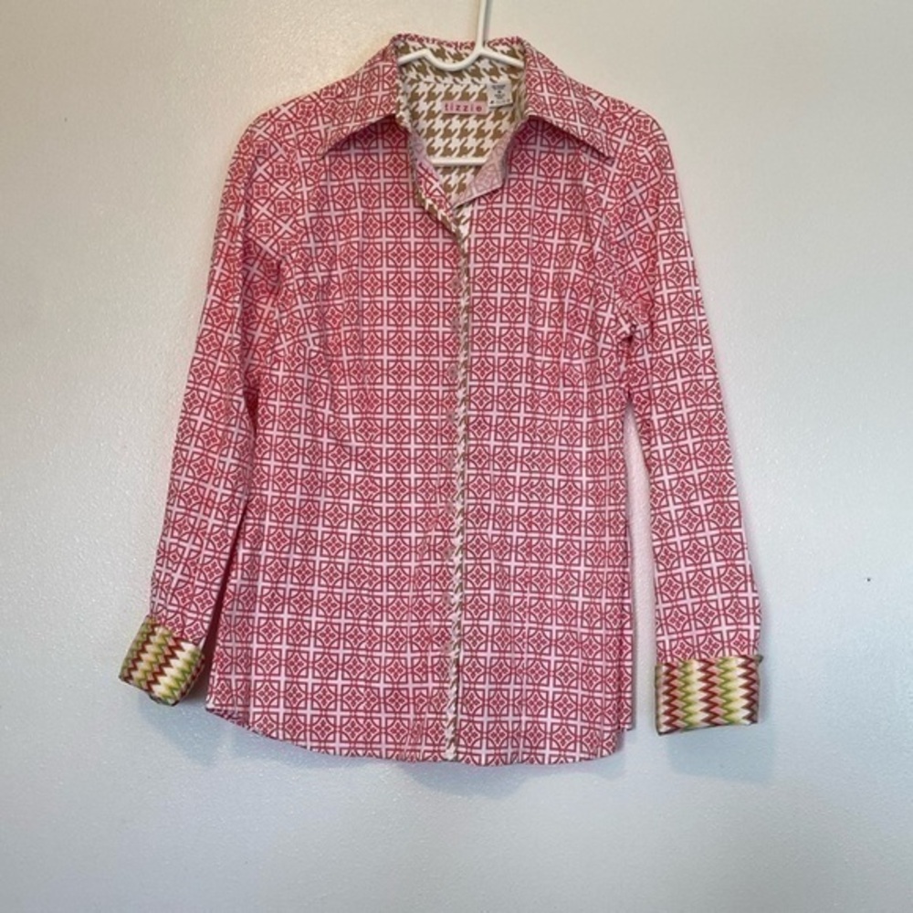 Tizzie full button down collard cotton Lycra incredible cuff detail shirt
